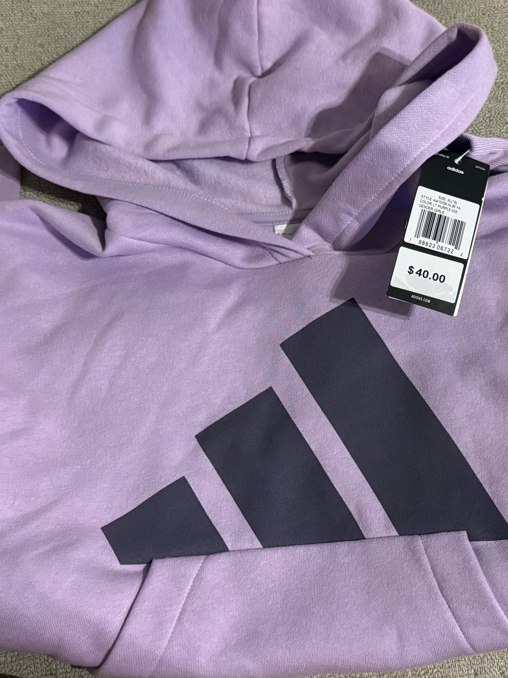adidas Lavender Hoodie with Dark Purple Logo